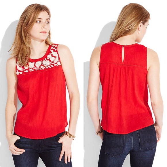 lucky brand embroidered tank top